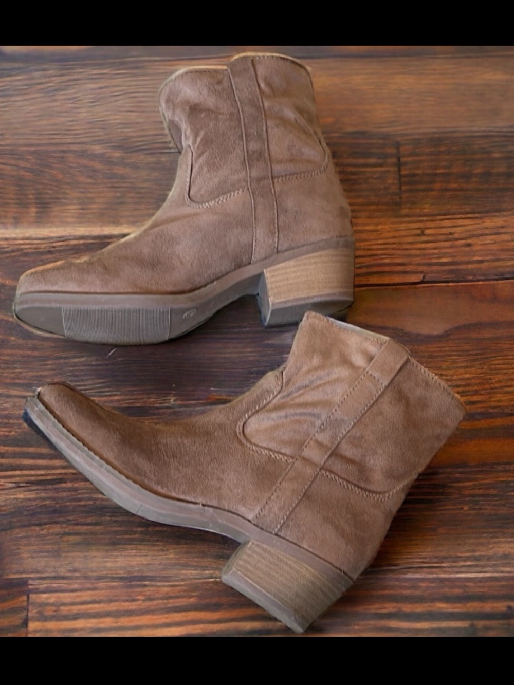 Dolcetta Jane faux suede tan brown pull on ankle boots Sz 7.5